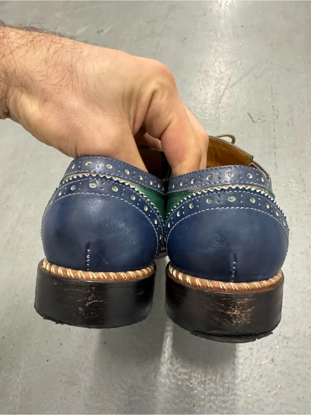 Jose Real Wingtip Blue & Green Brogues Derby Shoes 43 IT/10 US - Made In Italy